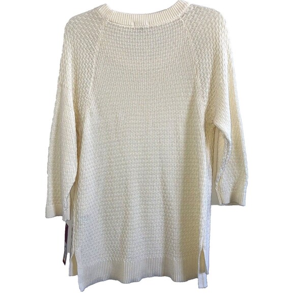 MERONA  L 100% Cotton Off-White Knit Tunic Top Longer in Back Slouch Breathable - Picture 3 of 4